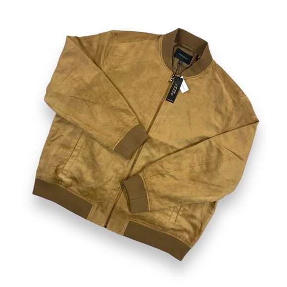 Banana Republic Other - NEW BANANA REPUBLIC 'Vegan Suede Bomber' Mens Jacket Brown Full Zip Size 2XL NWT